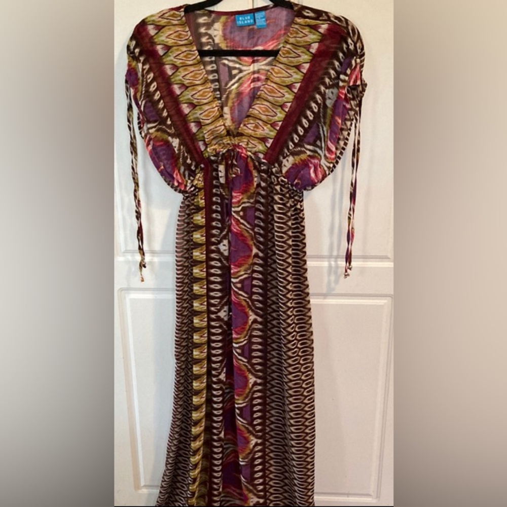 Blue Island Multicolor Swim Coverup Boho long dress